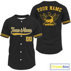 Black And Yellow Minimalist Baseball Shirts Custom Button Up Baseball Jerseys