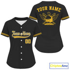 Black And Yellow Minimalist Baseball Shirts Custom Button Up Baseball Jerseys