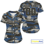 Blue Camouflage Baseball Jersey Personalized Grunge Baseball Shirt
