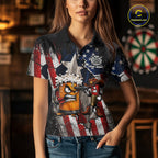 Angry Beer & Cowboy Dart Arrow Funny Dart Shirt Custom Texas-US Flag Dart Team Uniforms
