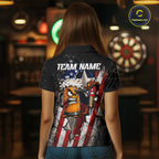 Angry Beer & Cowboy Dart Arrow Funny Dart Shirt Custom Texas-US Flag Dart Team Uniforms