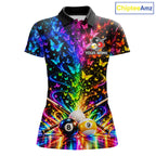 Custom 8 Ball Billiard Polo 1/4-Zip Shirt Neon Butterfly Pool Jersey Billiard League Shirt