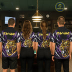 Scratch Tiger Billiard Polo 1/4-Zip Shirt Custom Purple Thunder 8 Ball Tiger Billiard Team Jersey