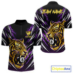 Scratch Tiger Billiard Polo 1/4-Zip Shirt Custom Purple Thunder 8 Ball Tiger Billiard Team Jersey