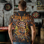 Personalized Horror Tiger Darts Polo 1/4-Zip Shirt Custom Orange Splatter Darts Team Jersey