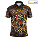 Personalized Horror Tiger Darts Polo 1/4-Zip Shirt Custom Orange Splatter Darts Team Jersey