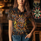 Personalized Horror Tiger Darts Polo 1/4-Zip Shirt Custom Orange Splatter Darts Team Jersey