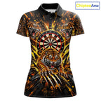 Personalized Horror Tiger Darts Polo 1/4-Zip Shirt Custom Orange Splatter Darts Team Jersey