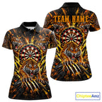 Personalized Horror Tiger Darts Polo 1/4-Zip Shirt Custom Orange Splatter Darts Team Jersey