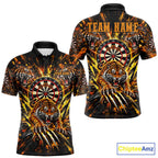 Personalized Horror Tiger Darts Polo 1/4-Zip Shirt Custom Orange Splatter Darts Team Jersey
