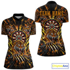 Personalized Horror Tiger Darts Polo 1/4-Zip Shirt Custom Orange Splatter Darts Team Jersey