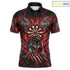 Personalized Horror Wolf Darts Polo 1/4-Zip Shirt Custom Red Splatter Darts Team Jersey