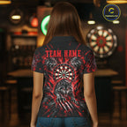 Personalized Horror Wolf Darts Polo 1/4-Zip Shirt Custom Red Splatter Darts Team Jersey