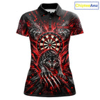 Personalized Horror Wolf Darts Polo 1/4-Zip Shirt Custom Red Splatter Darts Team Jersey