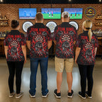 Personalized Horror Wolf Darts Polo 1/4-Zip Shirt Custom Red Splatter Darts Team Jersey