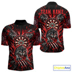 Personalized Horror Wolf Darts Polo 1/4-Zip Shirt Custom Red Splatter Darts Team Jersey
