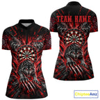 Personalized Horror Wolf Darts Polo 1/4-Zip Shirt Custom Red Splatter Darts Team Jersey