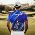 Funny Skeleton Golf Polo Shirts Custom Skull Neon Purple And Blue Golf Team Apparel