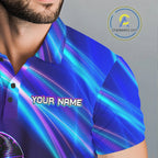 Funny Skeleton Golf Polo Shirts Custom Skull Neon Purple And Blue Golf Team Apparel
