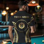 Black & Gold Tribal Pattern Billiard Shirts Custom 8 Ball Billiard Team Shirts