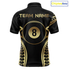 Black & Gold Tribal Pattern Billiard Shirts Custom 8 Ball Billiard Team Shirts