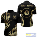 Black & Gold Tribal Pattern Billiard Shirts Custom 8 Ball Billiard Team Shirts