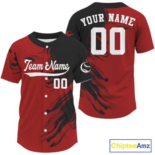 's Red And Black Baseball Jersey Personalized Outfits Baseball Shirt For Newborns