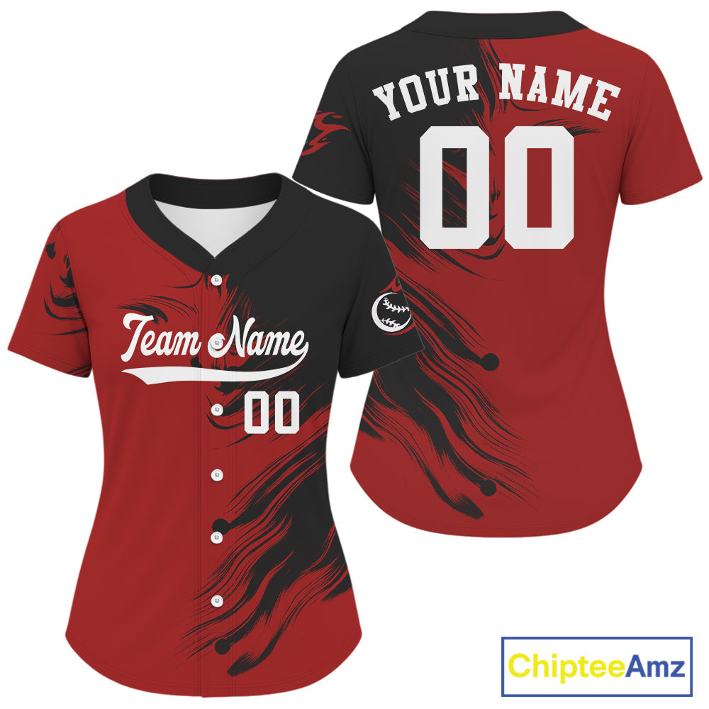 's Red And Black Baseball Jersey Personalized Outfits Baseball Shirt For Newborns