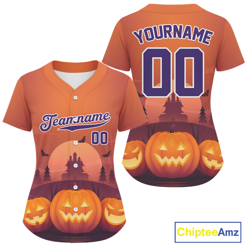Custom 's Pumpkin Orange Halloween Baseball Jersey, Halloween Gifts For Baseball Lovers