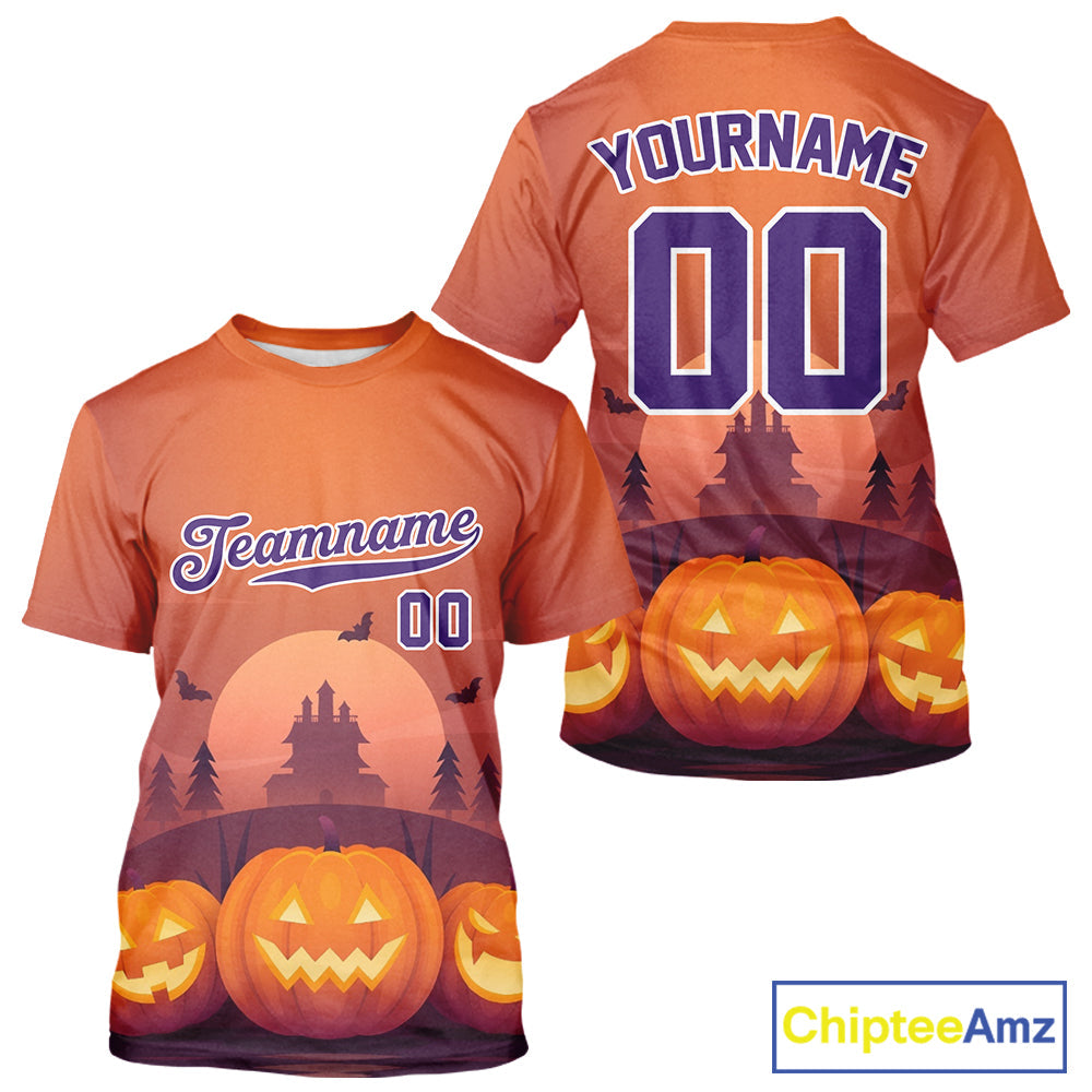 Custom 's Pumpkin Orange Halloween Baseball Jersey Outfit Halloween Baseball Gifts