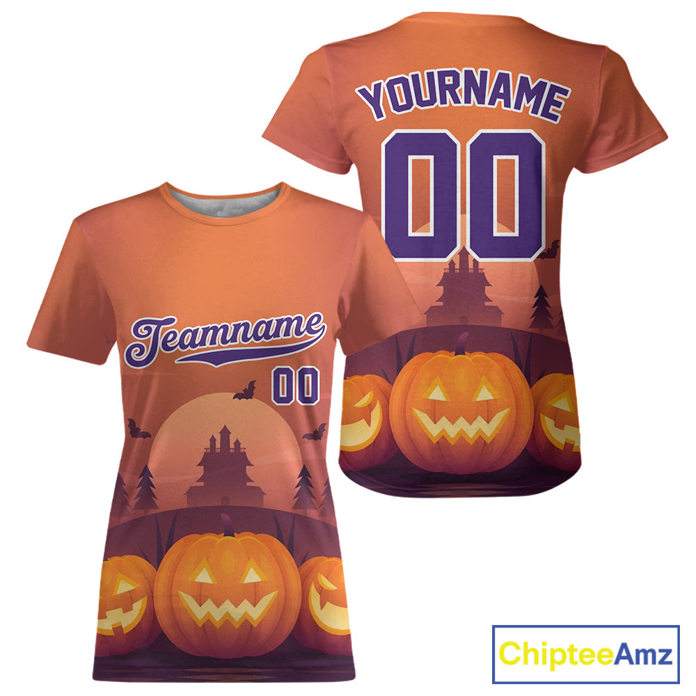 Custom 's Pumpkin Orange Halloween Baseball Jersey Outfit Halloween Baseball Gifts