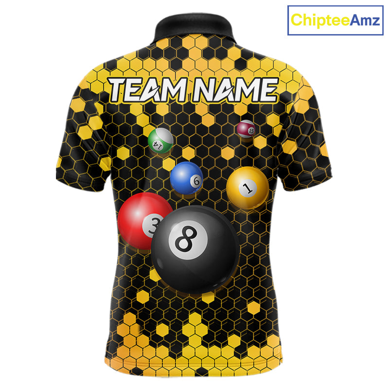 Hexagon Bee 8 Ball Pool Billiard Polo & Quarter-Zip Jerseys Custom Billiard Team Appeal