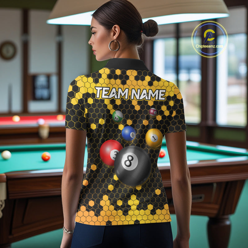 Hexagon Bee 8 Ball Pool Billiard Polo & Quarter-Zip Jerseys Custom Billiard Team Appeal
