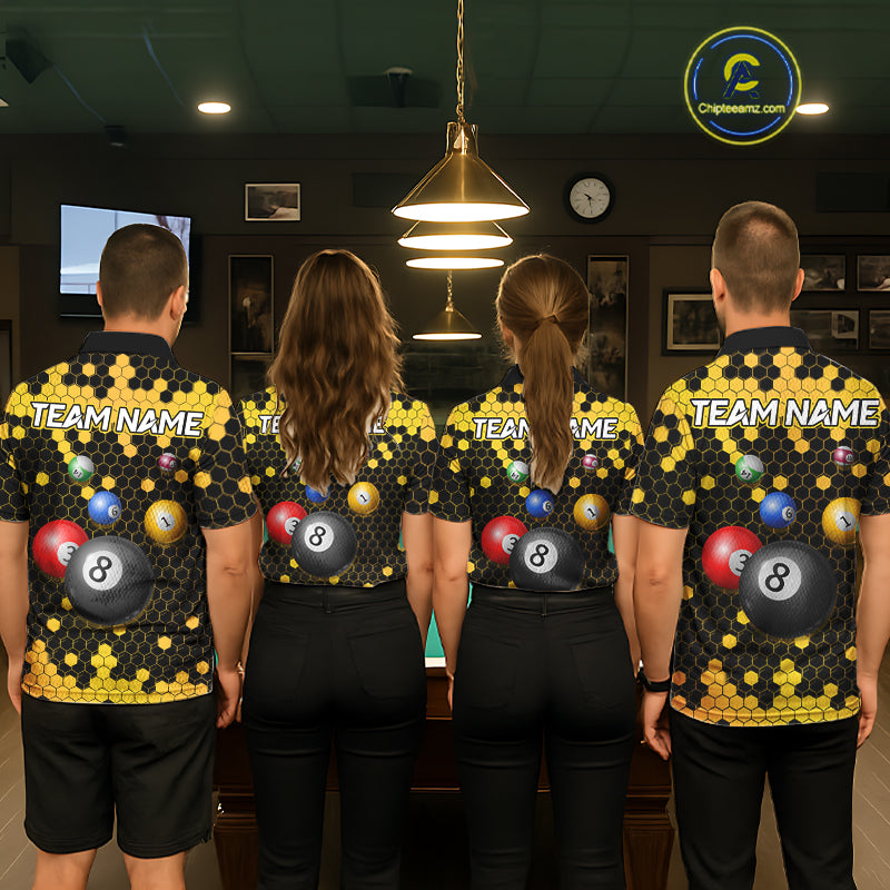 Hexagon Bee 8 Ball Pool Billiard Polo & Quarter-Zip Jerseys Custom Billiard Team Appeal