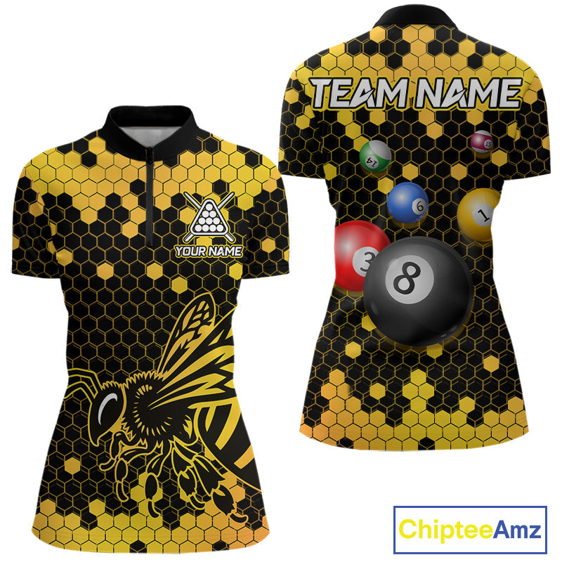 Hexagon Bee 8 Ball Pool Billiard Polo & Quarter-Zip Jerseys Custom Billiard Team Appeal