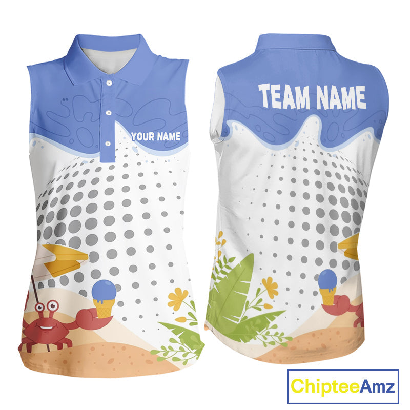 Custom Crab Summer Golf Sleeveless Polo Shirt Personalized Funny Golf Team Golf Apparel