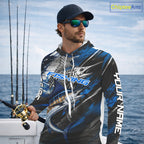 Custom Blue Marlin Fishing Jersey Marlin Skeleton Fishing Tournament Shirt, Saltwater Angler Apparel Gifts