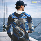 Custom Blue Marlin Fishing Jersey Marlin Skeleton Fishing Tournament Shirt, Saltwater Angler Apparel Gifts