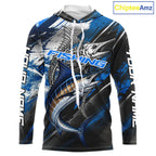 Custom Blue Marlin Fishing Jersey Marlin Skeleton Fishing Tournament Shirt, Saltwater Angler Apparel Gifts