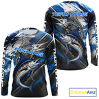 Custom Blue Marlin Fishing Jersey Marlin Skeleton Fishing Tournament Shirt, Saltwater Angler Apparel Gifts