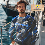 Custom Blue Marlin Fishing Jersey Marlin Skeleton Fishing Tournament Shirt, Saltwater Angler Apparel Gifts