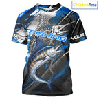 Custom Blue Marlin Fishing Jersey Marlin Skeleton Fishing Tournament Shirt, Saltwater Angler Apparel Gifts