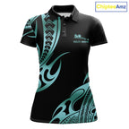 Personalized Black & Teal Tribal Pattern 8 Ball Pool Billiard Shirts Billiard Attire Gifts