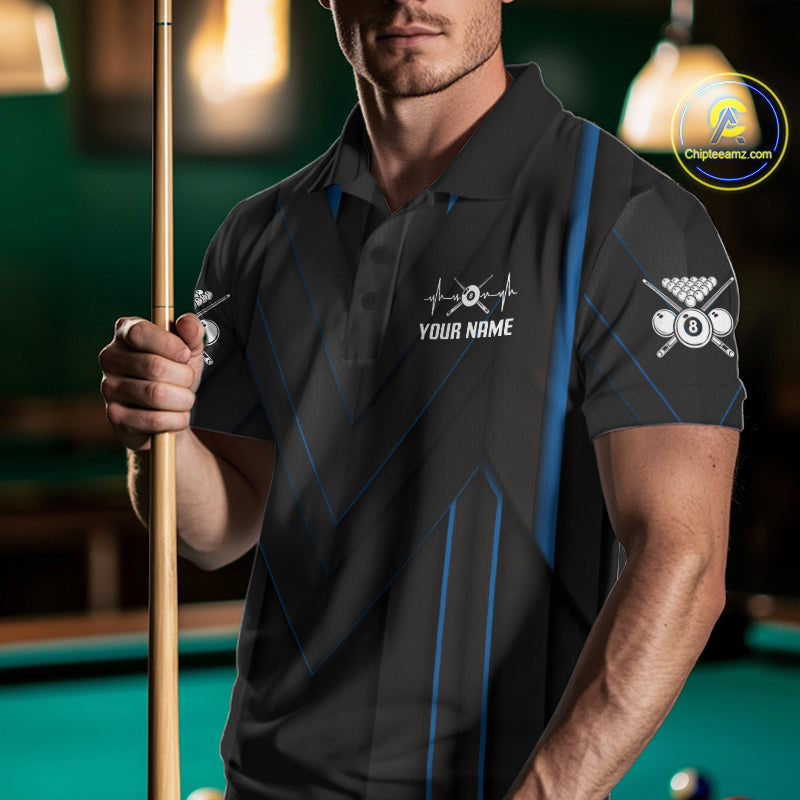 Beat Heart Pool Billiard Polo & 1/4-Zip Shirt Custom Light 8 Ball Billiard Team Apparel