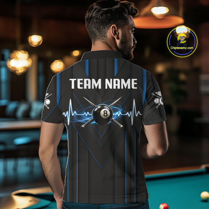 Beat Heart Pool Billiard Polo & 1/4-Zip Shirt Custom Light 8 Ball Billiard Team Apparel