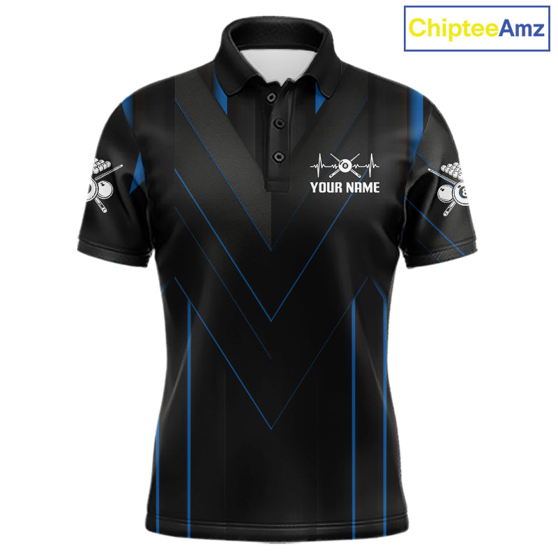 Beat Heart Pool Billiard Polo & 1/4-Zip Shirt Custom Light 8 Ball Billiard Team Apparel