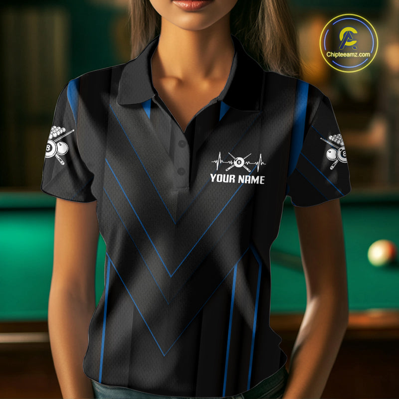 Beat Heart Pool Billiard Polo & 1/4-Zip Shirt Custom Light 8 Ball Billiard Team Apparel