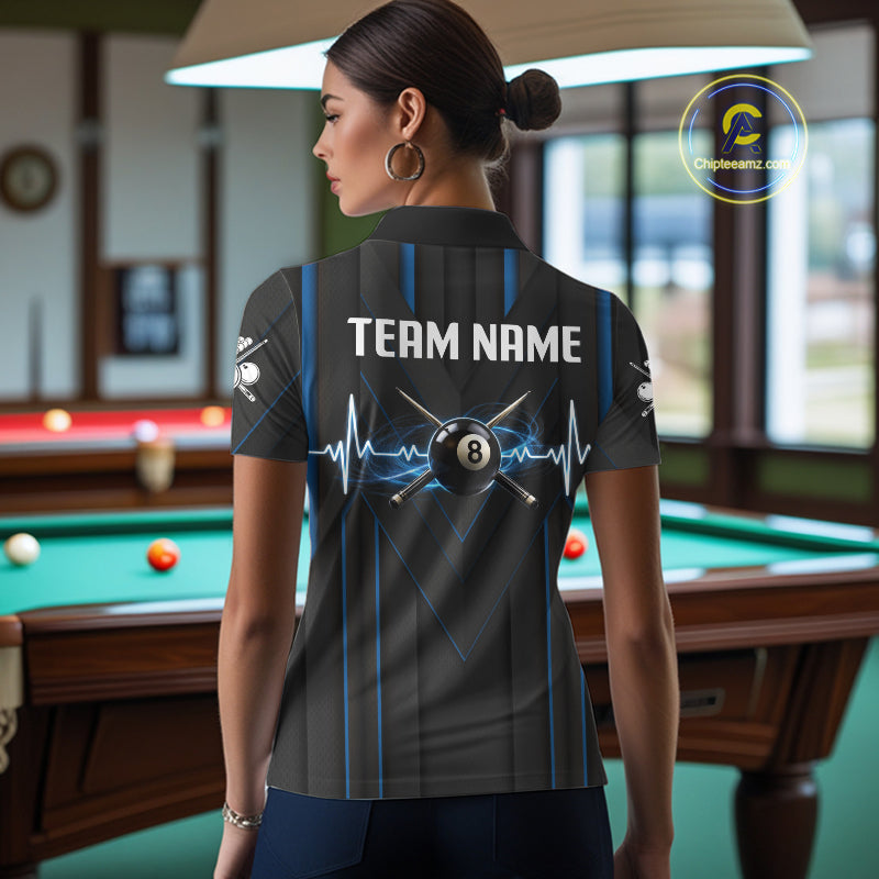 Beat Heart Pool Billiard Polo & 1/4-Zip Shirt Custom Light 8 Ball Billiard Team Apparel