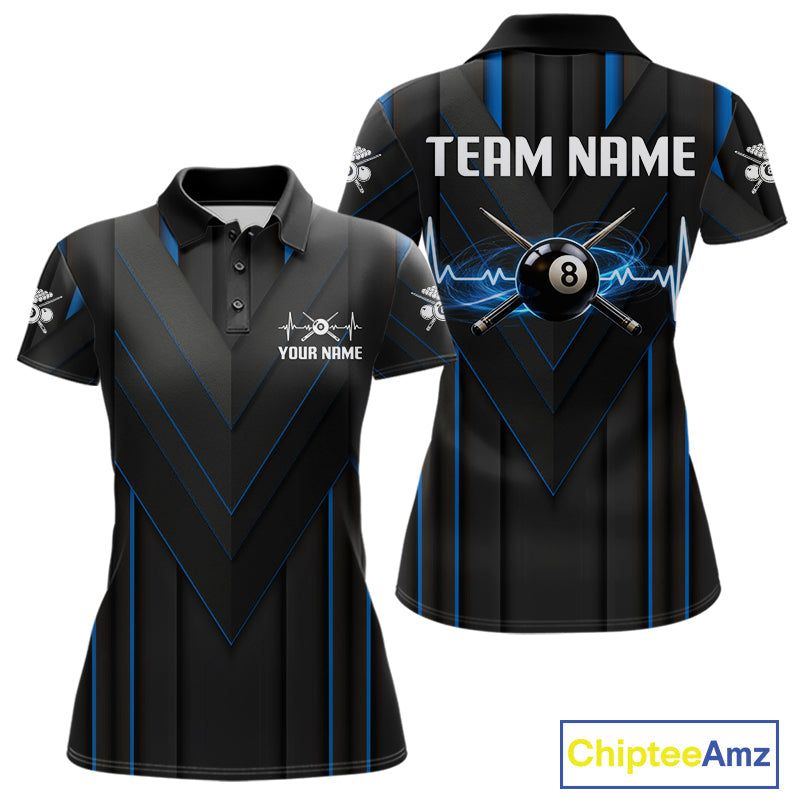 Beat Heart Pool Billiard Polo & 1/4-Zip Shirt Custom Light 8 Ball Billiard Team Apparel