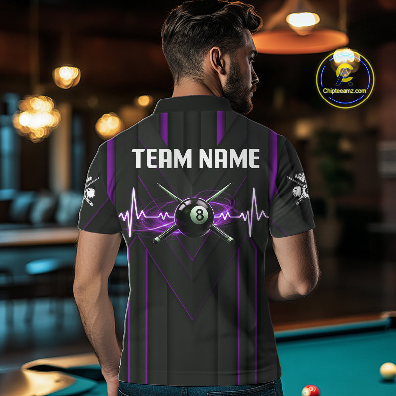 Beat Heart Pool Billiard Polo & 1/4-Zip Shirt Custom Light 8 Ball Billiard Team Apparel